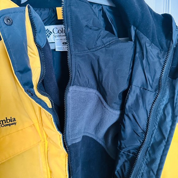 Columbia Y2K Womens L Ski Snowboard Jacket Yellow Black Liner Multi Pockets Zip - Picture 6 of 8